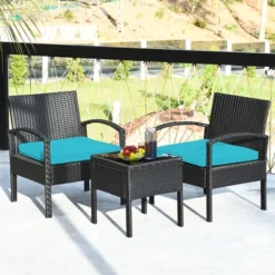 Costway 3PC Patio Rattan Furniture Set Coffee Table Conversation Sofa Cushioned -Costway GUEST d1d8ba5d 742f 4a7e 95b1 049b8e32d027
