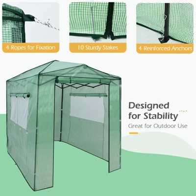Costway 6'x 8' Portable Walk-in Greenhouse Pop-up Folding Plant Gardening W/Window 7 Costway 6'x 8' Portable Walk-in Greenhouse Pop-up Folding Plant Gardening W/Window - Image 7