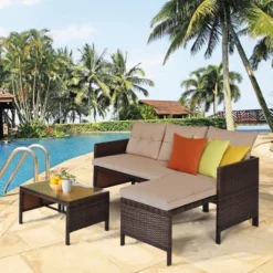 Costway 3PC Patio Sofa Set Outdoor Sectional Conversation Set Rattan Wicker -Costway GUEST d2519a21 50a9 4caf 8779 66344c2faf56