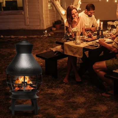 Costway Patio Fire Pit Chimenea Fireplace Wood Burning Heater Garden Backyard 2 Costway Patio Fire Pit Chimenea Fireplace Wood Burning Heater Garden Backyard - Image 2