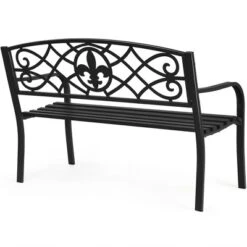 Costway Patio Garden Bench Park Yard Outdoor Furniture Steel Slats Porch Chair Seat -Costway GUEST d2d0fbd7 c3ba 45af 97df dfff323827ae