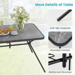 Costway Patio Rectangle Dining Table 49'' X 29.5'' Marble-Like Tabletop With Umbrella Hole 16 Costway Patio Rectangle Dining Table 49'' X 29.5'' Marble-Like Tabletop With Umbrella Hole -Costway GUEST d33bfba2 695b 4e72 a8ea 12efb480f91f
