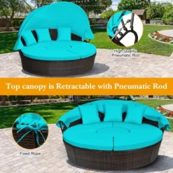 Costway Patio Rattan Daybed Cushioned Sofa Adjustable Table Top Canopy -Costway GUEST d3454be6 0603 4f9d 8a07 b62f9197e918