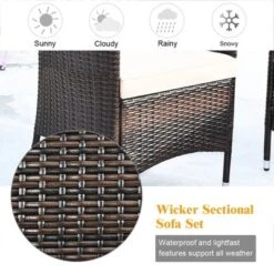Costway 4PCS Patio Wicker Furniture Set Sofa Chair With Brown & Grey Cushion Covers Garden 16 Costway 4PCS Patio Wicker Furniture Set Sofa Chair With Brown & Grey Cushion Covers Garden -Costway GUEST d34bf982 ac24 4876 b934 ec2e85b41804