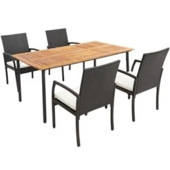 Costway 5PCS Patio Dining Set Cushion Armchairs Acacia Wood Table With Umbrella Hole 17 Costway 5PCS Patio Dining Set Cushion Armchairs Acacia Wood Table With Umbrella Hole -Costway GUEST d3911d28 0673 4831 b38f 69d8e46d44a5