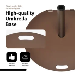 Costway Patio 50LBS Umbrella Base Market Umbrella Stand Wheels Handle Brown 15 Costway Patio 50LBS Umbrella Base Market Umbrella Stand Wheels Handle Brown -Costway GUEST d3e81a82 de86 4736 96df 6e8eece57cca
