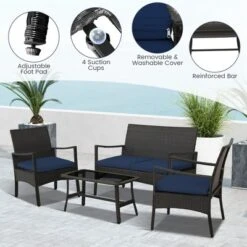 Costway 8PCS Patio Rattan Wicker Furniture Set Cushioned Sofa Armrest Coffee Table Navy 9 Costway 8PCS Patio Rattan Wicker Furniture Set Cushioned Sofa Armrest Coffee Table Navy -Costway GUEST d412a864 133e 43ed badd 63b14732d58b