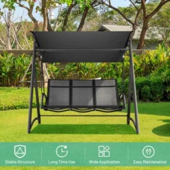 Costway Outdoor 3-Person Porch Swing Chair Aluminum Frame Adjust Canopy Patio -Costway GUEST d4aac278 565b 4490 bb36 1d09f34f93a9