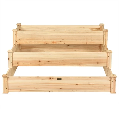 Costway 3 Tier Wooden Raised Vegetable Garden Bed Elevated Planter Kit Outdoor Gardening 9 Costway 3 Tier Wooden Raised Vegetable Garden Bed Elevated Planter Kit Outdoor Gardening - Image 9