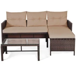 Costway 3PC Patio Sofa Set Outdoor Sectional Conversation Set Rattan Wicker -Costway GUEST d4e6cff4 decd 48b5 aa6c b76c0b6cac18