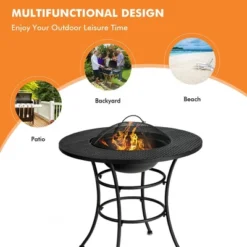 Costway 31.5'' Patio Fire Pit Dining Table Charcoal Wood Burning W/ Cooking BBQ Grate 15 Costway 31.5'' Patio Fire Pit Dining Table Charcoal Wood Burning W/ Cooking BBQ Grate -Costway GUEST d560a0c3 b725 4737 80ae caa31264a1b2