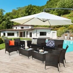 Costway 8PCS Rattan Patio Furniture Set Cushioned Sofa Chair Coffee Table RedBrownTurquoise 28 Costway 8PCS Rattan Patio Furniture Set Cushioned Sofa Chair Coffee Table RedBrownTurquoise -Costway GUEST d5bc549d d1f7 4c2b 84f7 ce0232177cc9 1