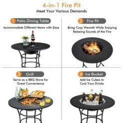 Costway 31.5'' Patio Fire Pit Dining Table Charcoal Wood Burning W/ Cooking BBQ Grate 13 Costway 31.5'' Patio Fire Pit Dining Table Charcoal Wood Burning W/ Cooking BBQ Grate -Costway GUEST d679bcc5 a47d 448d bb93 230faa367457