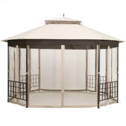 Costway 10'x12' Patio Gazebo Canopy Shelter Double Top Netting Sidewalls Beige -Costway GUEST d6f1bc23 5fef 4999 9f51 380dae71acbf