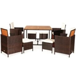 Costway 9PCS Acacia Wood Patio Rattan Dining Set Cushioned Chairs Ottoman 15 Costway 9PCS Acacia Wood Patio Rattan Dining Set Cushioned Chairs Ottoman -Costway GUEST d7386c28 d71d 451d 8e72 8176d815f5d1