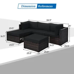 Costway 5PCS Patio Rattan Furniture Set Sectional Conversation Set Ottoman Table -Costway GUEST d79e4d81 2688 4d45 ba43 a40e402305bc