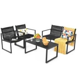 Costway 4PCS Patio Furniture Conversation Set Sofa Loveseat Armrest Garden Deck -Costway GUEST d834910e 139c 420b a4ff 2e74dea97323