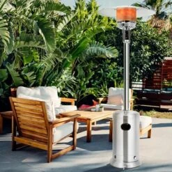Costway 48000 BTU Stainless Steel Propane Patio Standing LP Gas Heater W/ Wheels -Costway GUEST d84320ed 8703 4bde 947f 7da2aa613cb5