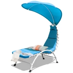 Costway Chaise Lounge Chair With Canopy Hammock Chair With Canopy OrangeBeigeTurquoise -Costway GUEST d8bc7fa0 ea32 4616 988b 92891190807b