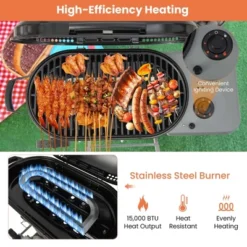 Costway Portable Propane Grill Folding Gas Grill Griddle With Wheels & Side Shelf -Costway GUEST d8c000bf 7182 4001 beae 6f0287a5d536