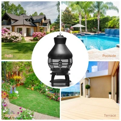 Costway Patio Fire Pit Chimenea Fireplace Wood Burning Heater Garden Backyard 5 Costway Patio Fire Pit Chimenea Fireplace Wood Burning Heater Garden Backyard - Image 5