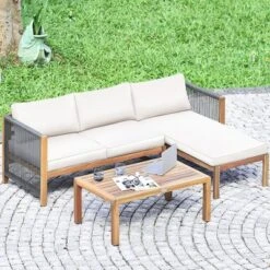 Costway 3PCS Patio Acacia Wood Sofa Furniture Set Thick Cushion W/Nylon Rope Armrest 17 Costway 3PCS Patio Acacia Wood Sofa Furniture Set Thick Cushion W/Nylon Rope Armrest -Costway GUEST d900cc69 3e9b 43bb b314 1b20a0017b74