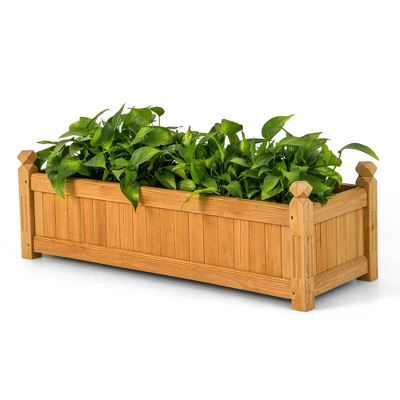Costway Wooden Rectangular Planter Box Raised Garden Bed For Plants With 4 Corner Drainage 8 Costway Wooden Rectangular Planter Box Raised Garden Bed For Plants With 4 Corner Drainage - Image 8