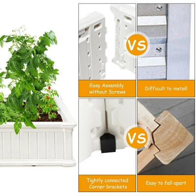 Costway 2 Pcs 48.5'' Raised Garden Bed Square Plant Box Planter Flower Vegetable White 4 Costway 2 Pcs 48.5'' Raised Garden Bed Square Plant Box Planter Flower Vegetable White - Image 4