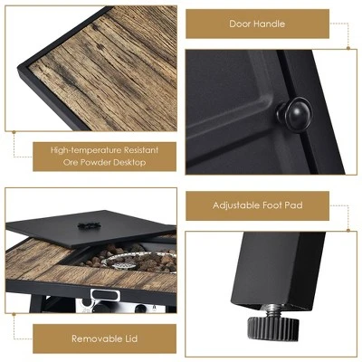 Costway 28 Inches Propane Gas Fire Pit Table 40,000 BTU Outdoor Heater W/Cover 9 Costway 28 Inches Propane Gas Fire Pit Table 40,000 BTU Outdoor Heater W/Cover - Image 9