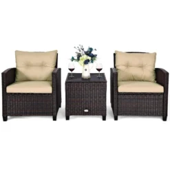 Costway 3PCS Patio Rattan Furniture Set Cushioned Conversation Set Sofa 22 Costway 3PCS Patio Rattan Furniture Set Cushioned Conversation Set Sofa -Costway GUEST da218771 bc88 4293 9515 853c5f80d6ab