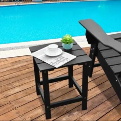 Costway Patio 15" End Side Coffee Table Square Wooden Slat Garden Deck WhiteBlackGray -Costway GUEST da372f64 1c89 464a a39c c9186aceaa69