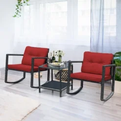 Costway 3PCS Patio Rattan Furniture Set Rocking Chairs Cushioned Sofa 22 Costway 3PCS Patio Rattan Furniture Set Rocking Chairs Cushioned Sofa -Costway GUEST da702655 989a 48bd 815f 8c64528e8377