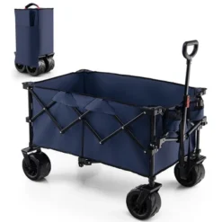 Costway Folding Collapsible Wagon Utility Garden Cart W/ Wide Wheels Adjustable Handle -Costway GUEST dab553d9 e6b6 489a a32e 04d3be923010