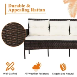 Costway 3PCS Patio Rattan Furniture Set 3-Seat Sofa Cushioned Table Garden TurqouiseGrayWhite 17 Costway 3PCS Patio Rattan Furniture Set 3-Seat Sofa Cushioned Table Garden TurqouiseGrayWhite -Costway GUEST daf106fc 7828 42ae 8548 c19f8610069d