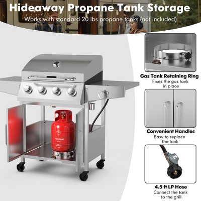 Costway 5-Burner Propane Gas BBQ Grill WithSide Burner,Thermometer,Prep Table 50000 BTU 6 Costway 5-Burner Propane Gas BBQ Grill WithSide Burner,Thermometer,Prep Table 50000 BTU - Image 6
