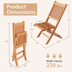 Costway 3pcs Patio Outdoor Teak Wood Bistro Dining Set Folding Chair & Table Slatted 12 Costway 3pcs Patio Outdoor Teak Wood Bistro Dining Set Folding Chair & Table Slatted -Costway GUEST db105000 365f 4308 9306 73d5bf8579d7