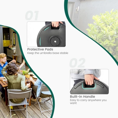 Costway 18'' Patio Fillable Round Umbrella Base Stand Holder Fit Pole 1.5''/1.9'' Weighted 4 Costway 18'' Patio Fillable Round Umbrella Base Stand Holder Fit Pole 1.5''/1.9'' Weighted - Image 4