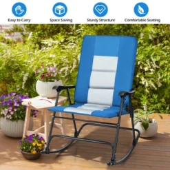 Costway Foldable Rocking Padded Chair Portable Camping Chair With Backrest Armrest RedBlue -Costway GUEST dbb08129 8228 43a3 98f3 770be3f461eb