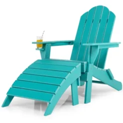 Costway HDPE Patio Folding Adirondack Chair Ottoman Set Footrest All-Weather -Costway GUEST dbd89e28 a616 45b9 bf1c 6f9a8f5c175e