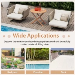 Costway 31.5'' Patio Round Folding Dining Table Solid Teak Wood Natural Outdoor Portable -Costway GUEST dbffa5ad 6aa4 4916 8fd8 eb789647db2c