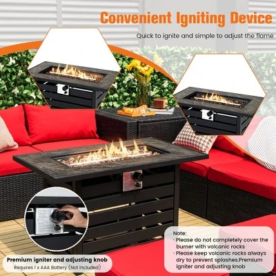 Costway 42'' Rectangular Propane Fire Pit Table 50,000 BTU W/ Lava Rocks & PVC Cover 5 Costway 42'' Rectangular Propane Fire Pit Table 50,000 BTU W/ Lava Rocks & PVC Cover - Image 5