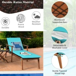 Costway 3PCS Patio Rattan Lounge Chair Folding Table Set Chaise Wood Cushioned WhiteTurquoise 15 Costway 3PCS Patio Rattan Lounge Chair Folding Table Set Chaise Wood Cushioned WhiteTurquoise -Costway GUEST dc44a5d6 99c4 4e7e a506 3c1cd2319008