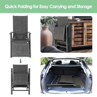 Costway Outdoor Foldable Reclining Padded Chair Aluminum Frame Adjustable 7 Costway Outdoor Foldable Reclining Padded Chair Aluminum Frame Adjustable - Image 7