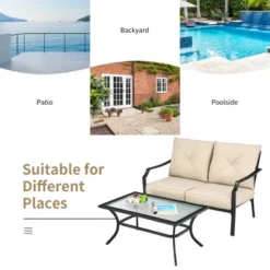 Costway 2 PCS Patio Loveseat With Coffee Table Outdoor Sofa Bench With Cushions 12 Costway 2 PCS Patio Loveseat With Coffee Table Outdoor Sofa Bench With Cushions -Costway GUEST dcba2d5b 855d 411d b88c 1696cb5c5214