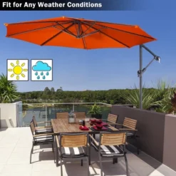 Costway 10 Ft Hanging Umbrella Patio Sun Shade Offset Outdoor Market Cross Base Orange -Costway GUEST dce21537 dc77 4c6e 920d b772f371ba29