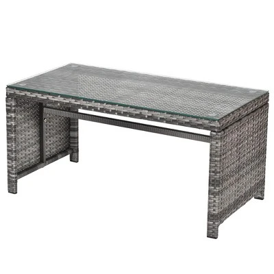 Costway 4PCS Patio Rattan Furniture Set Conversation Glass Table Top Cushioned 6 Costway 4PCS Patio Rattan Furniture Set Conversation Glass Table Top Cushioned - Image 6