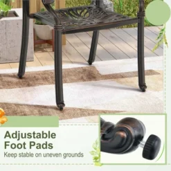 Costway 2pcs Patio Cast Aluminum Dining Chairs Armrests Outdoor Stackable Bronze/White -Costway GUEST dd7e7001 a03a 4864 beff 30d90905796b