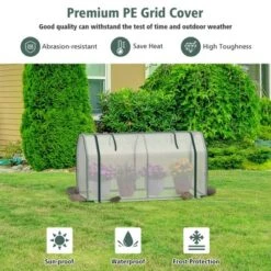 Costway Raised Garden Bed With Dual Zipper Door Greenhouse For Patios And Backyards Grey/Natural -Costway GUEST dd901d22 ee62 4923 b983 6dbcb2fa8401