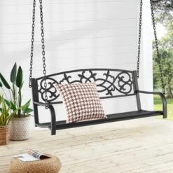 Costway 2-Person Metal Outdoor Porch Swing Hanging Patio Bench 485 Lbs Capacity BlackBrown 20 Costway 2-Person Metal Outdoor Porch Swing Hanging Patio Bench 485 Lbs Capacity BlackBrown -Costway GUEST dd9415d1 0871 45f6 b13d 043698590178