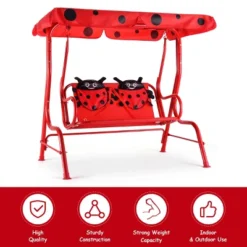 Costway Kids Patio Swing Chair Children Porch Bench Canopy 2 Person Yard Furniture Red -Costway GUEST de5dc735 64fa 4ba5 aadb d739dd2ca014